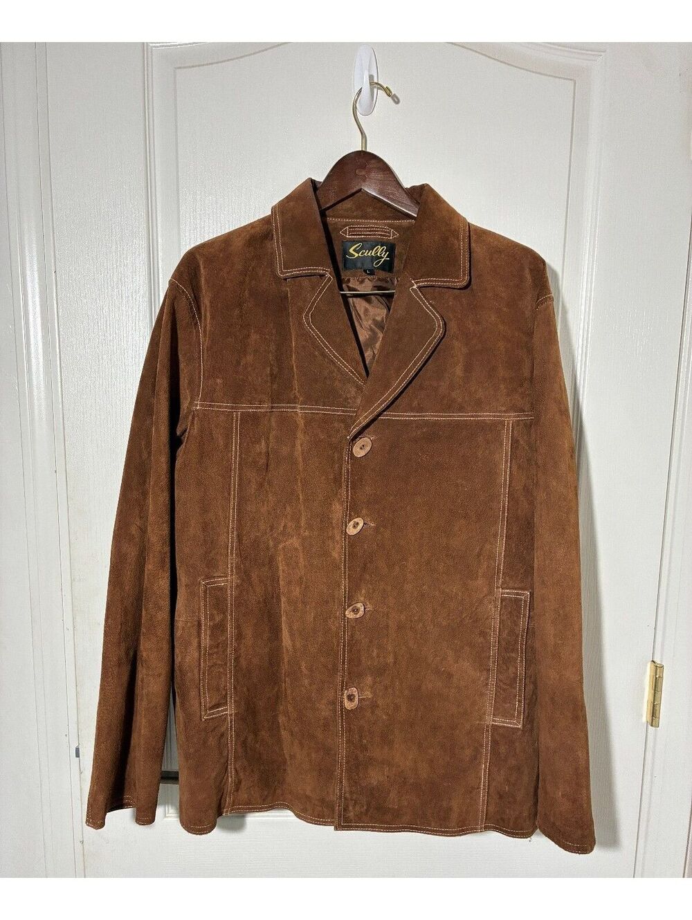 Men's Large Vintage Scully Suede jacket bone buttons fully lined fall western